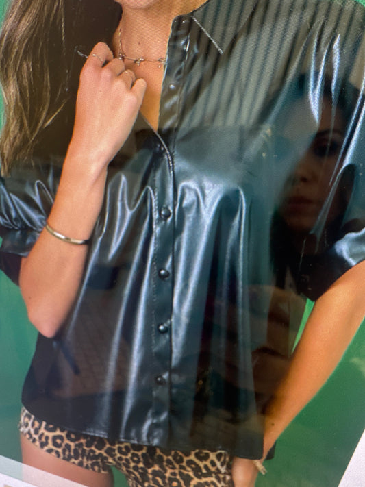 Black leather short sleeve top – Lavish 31