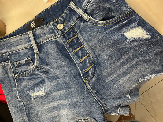 Button fly blue shorts – Lavish 31