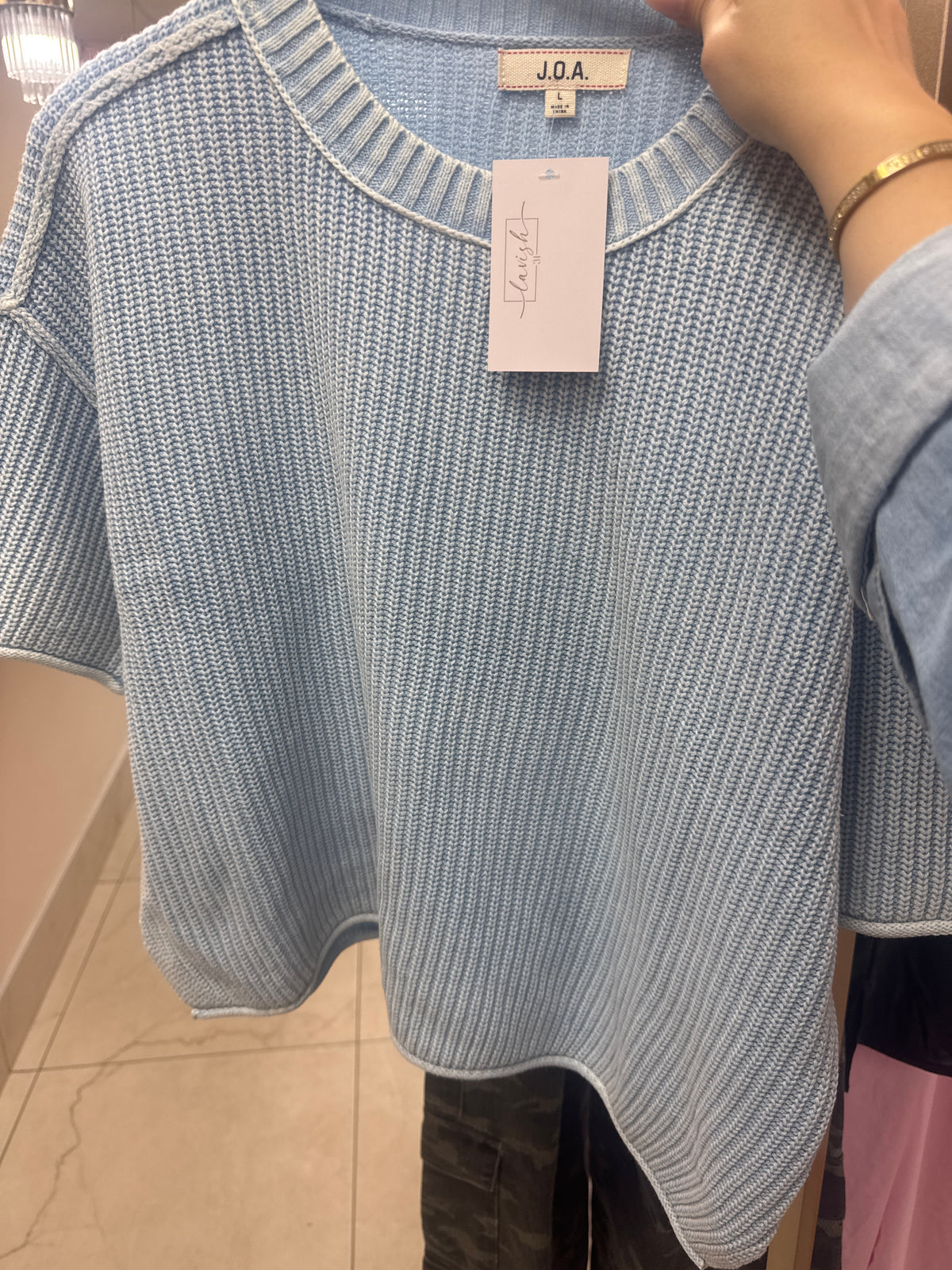 Light blue crew knock knitted blue sweater – Lavish 31