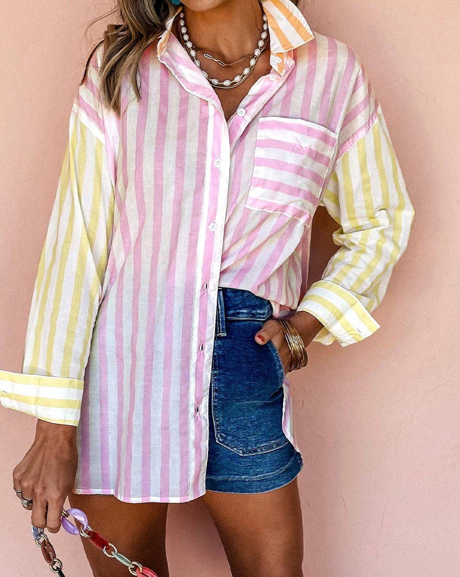 Pink and green stripe top – Lavish 31 (view 3)