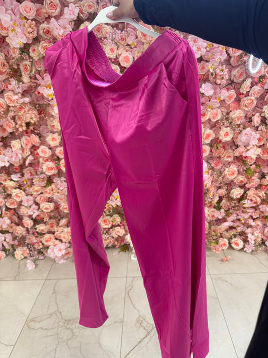 Fuchsia wide leg satin pants – Lavish 31