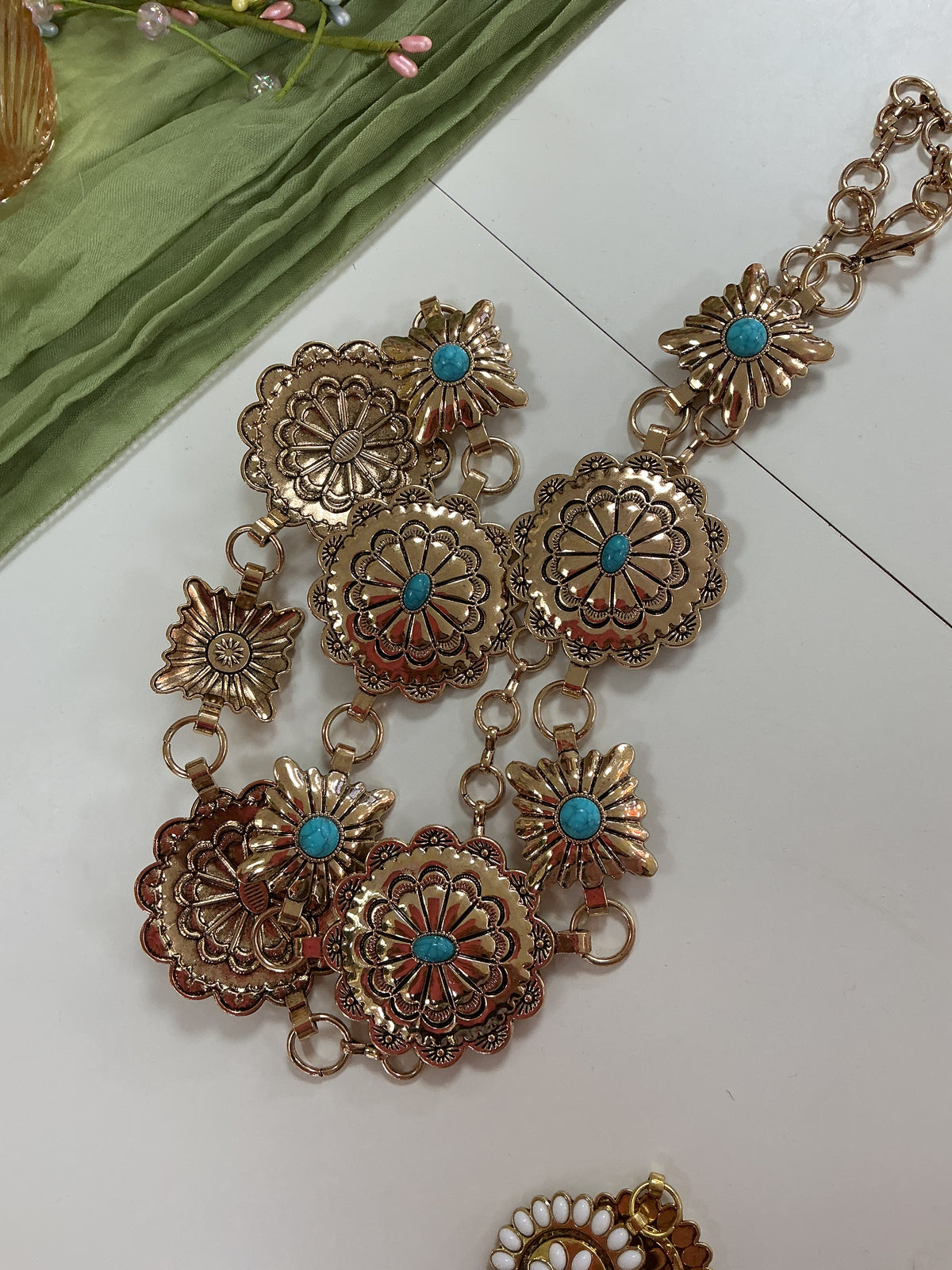Floral gold and turquoise belt – Lavish 31