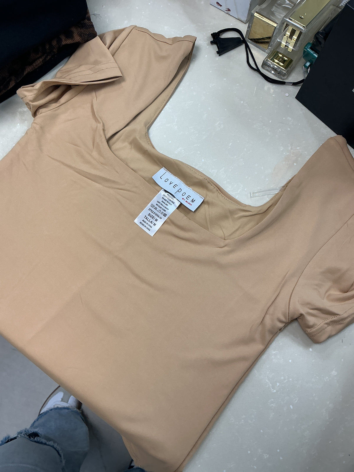 Tan square neck top – Lavish 31