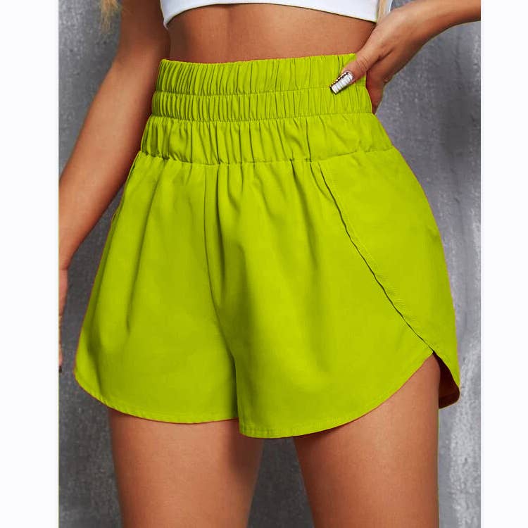 Athletic workout high rise sports shorts: green short – Lavish 31 (view 7)