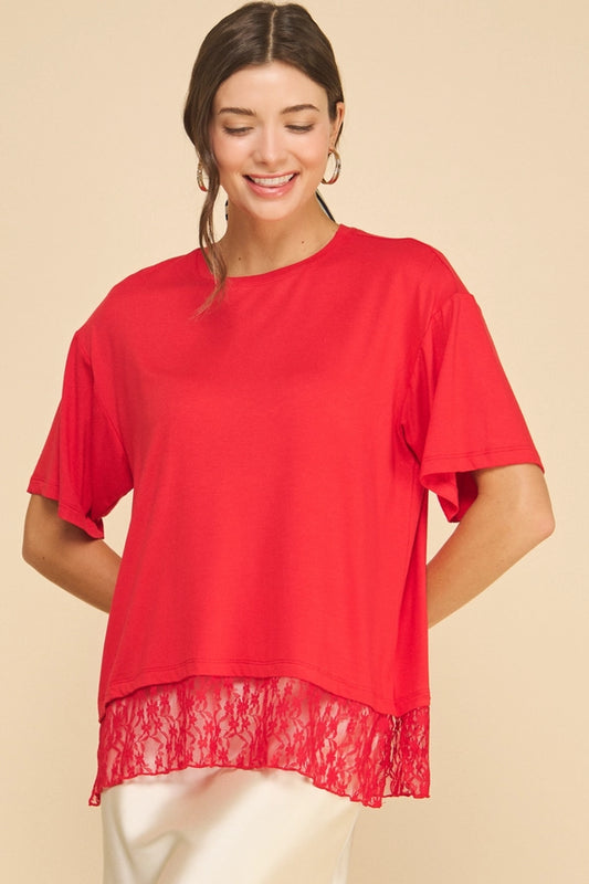 Red top with lace bottom trim – Lavish 31