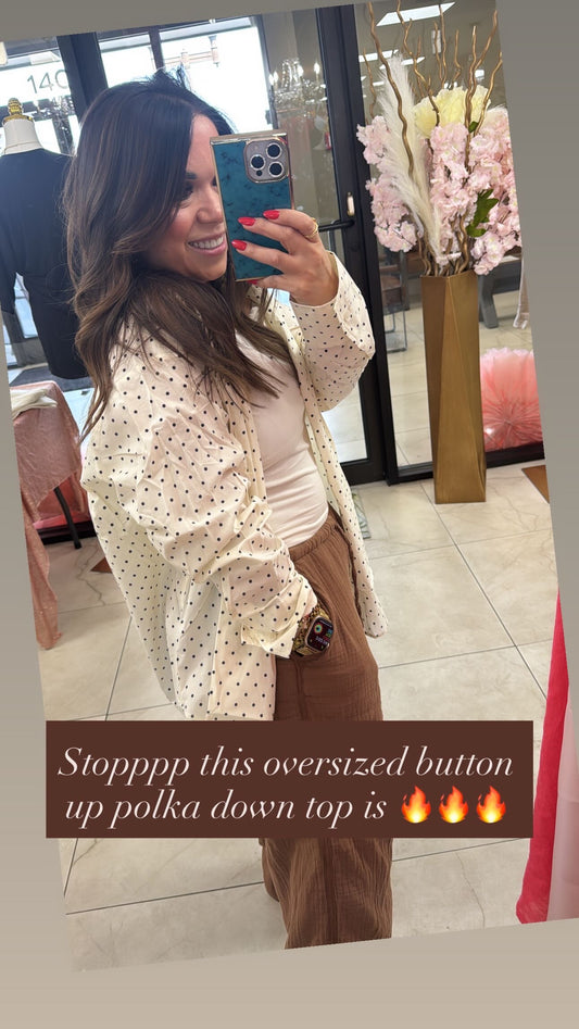 Oversized polkadot button up top – Lavish 31