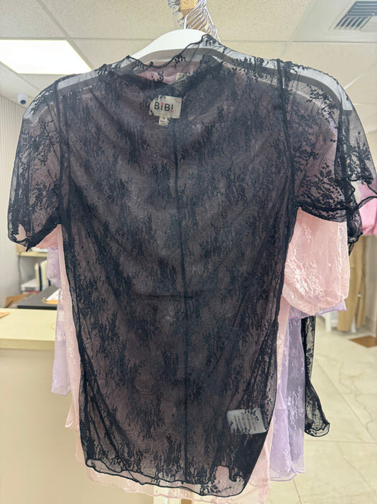Black short sleeve lace top – Lavish 31