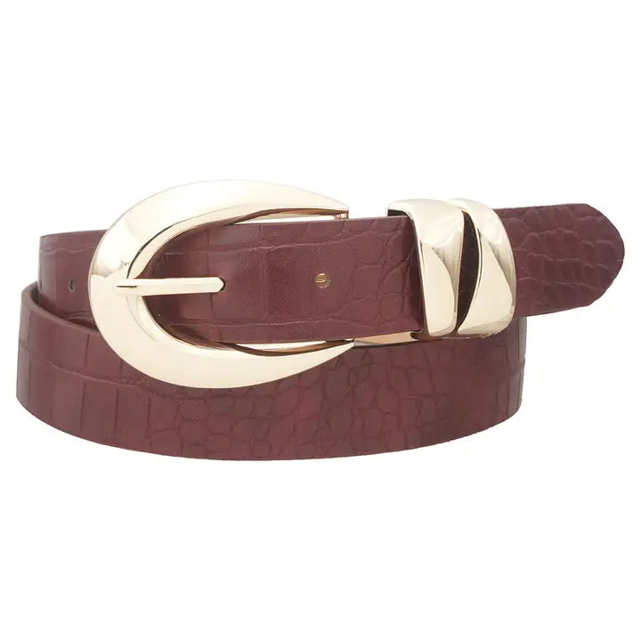 Burgundy belt with a gold buckle – Lavish 31
