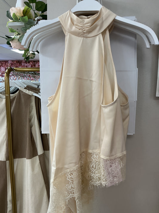 Lace halter top beige – Lavish 31