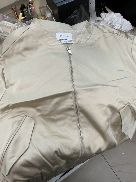 Cream satin bomber jacket – Lavish 31
