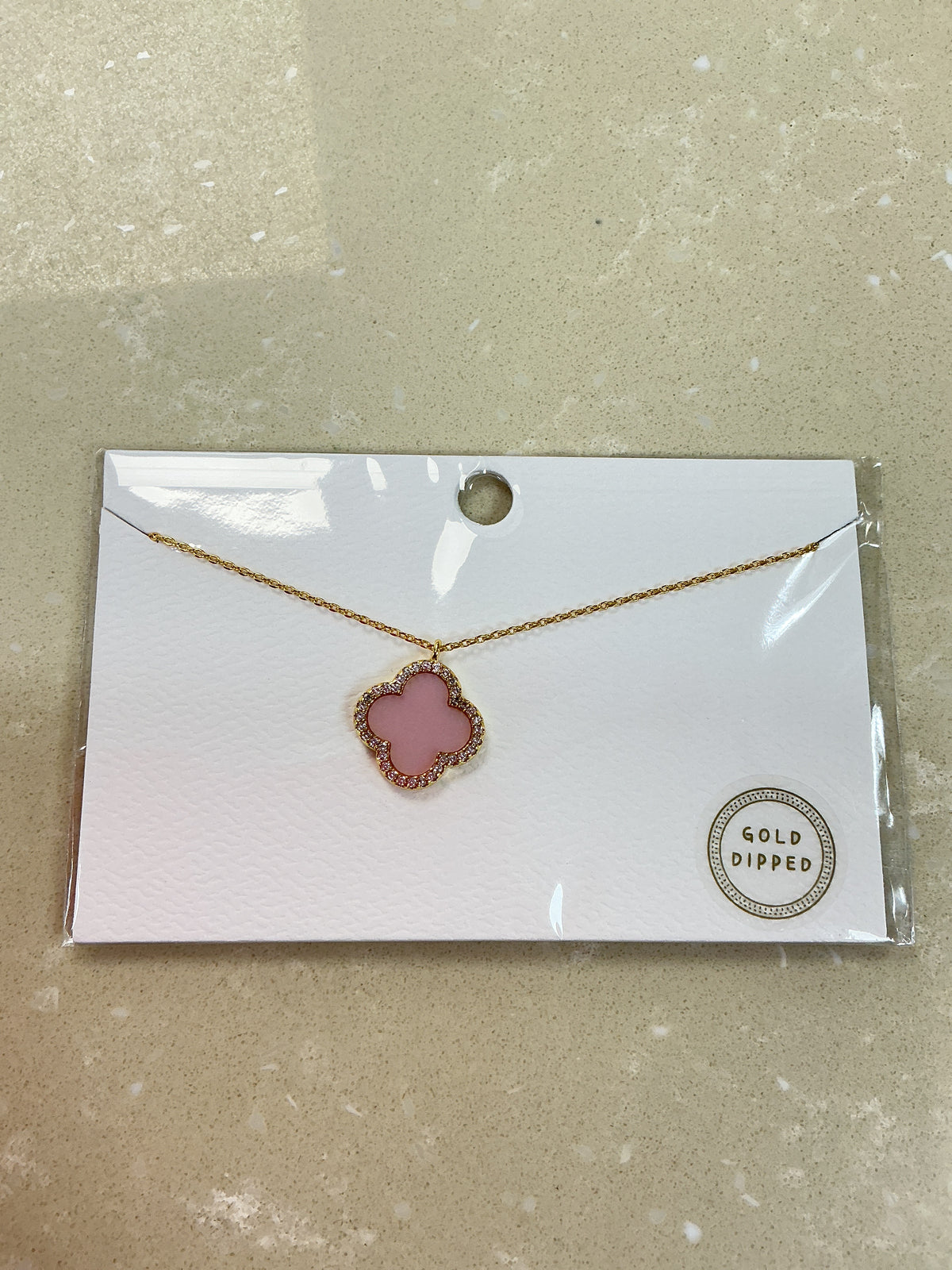 Pink and gold clover necklace – Lavish 31