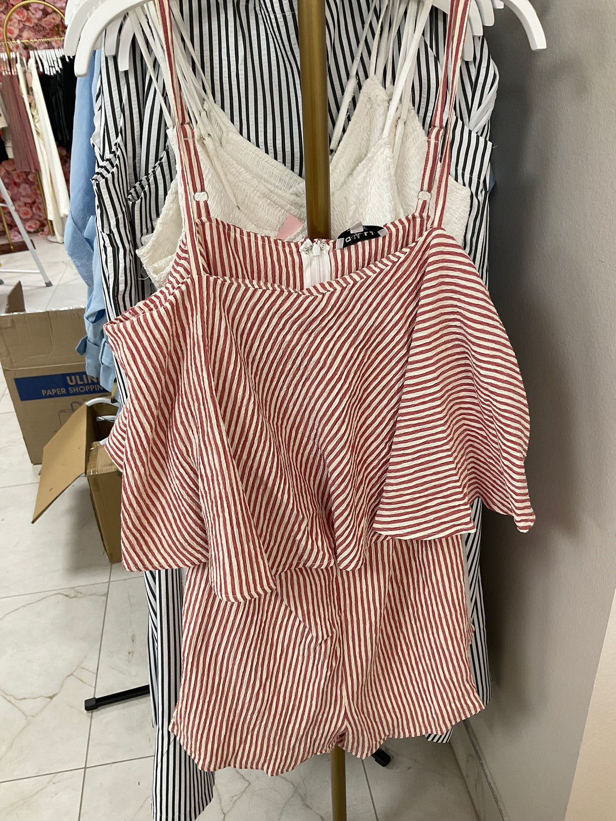 Red and white striped romper – Lavish 31