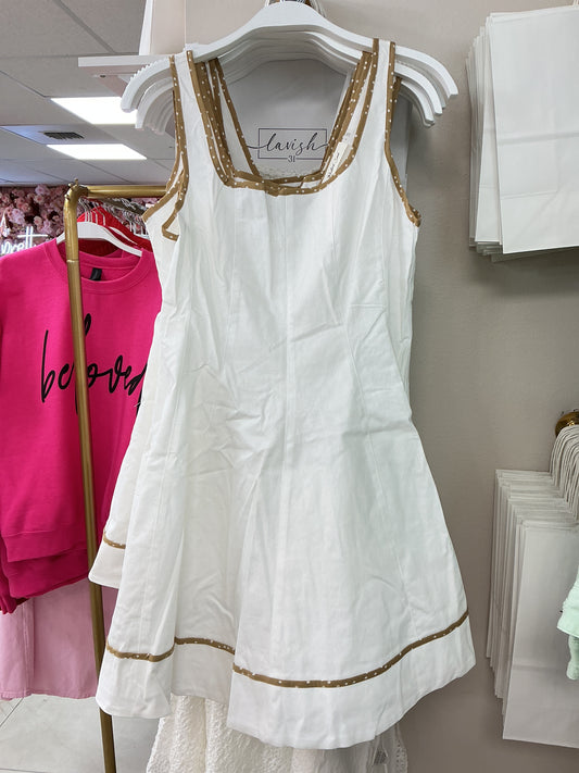 Short white dress with brown polkadots – Lavish 31