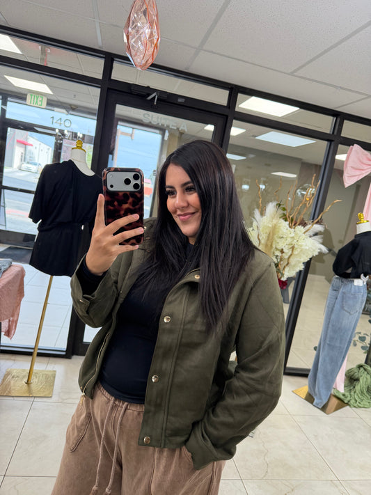Green suede zip up bomber jacket – Lavish 31