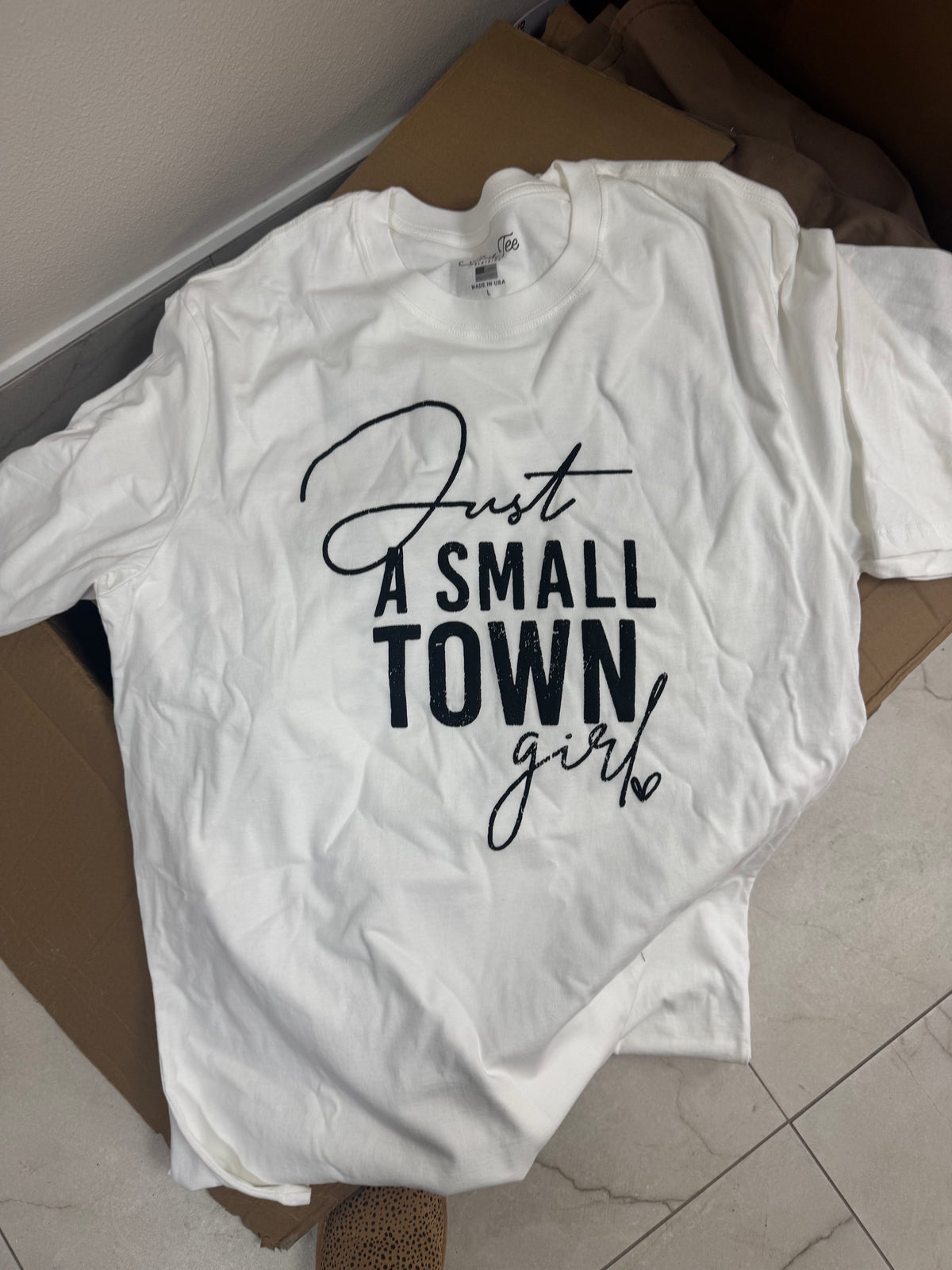 White oversized-just a small time girl tee – Lavish 31