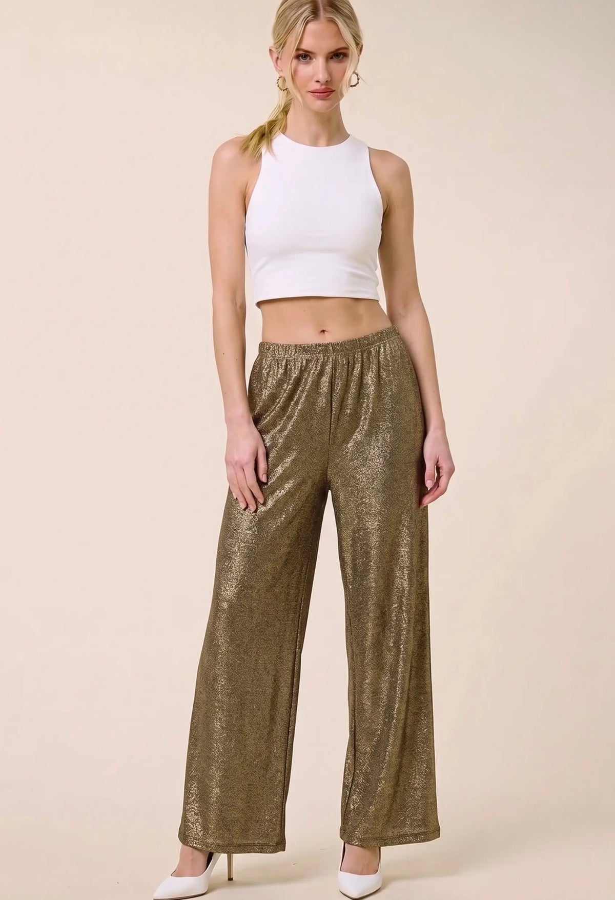 Gold wide leg pants – Lavish 31 (view 2)