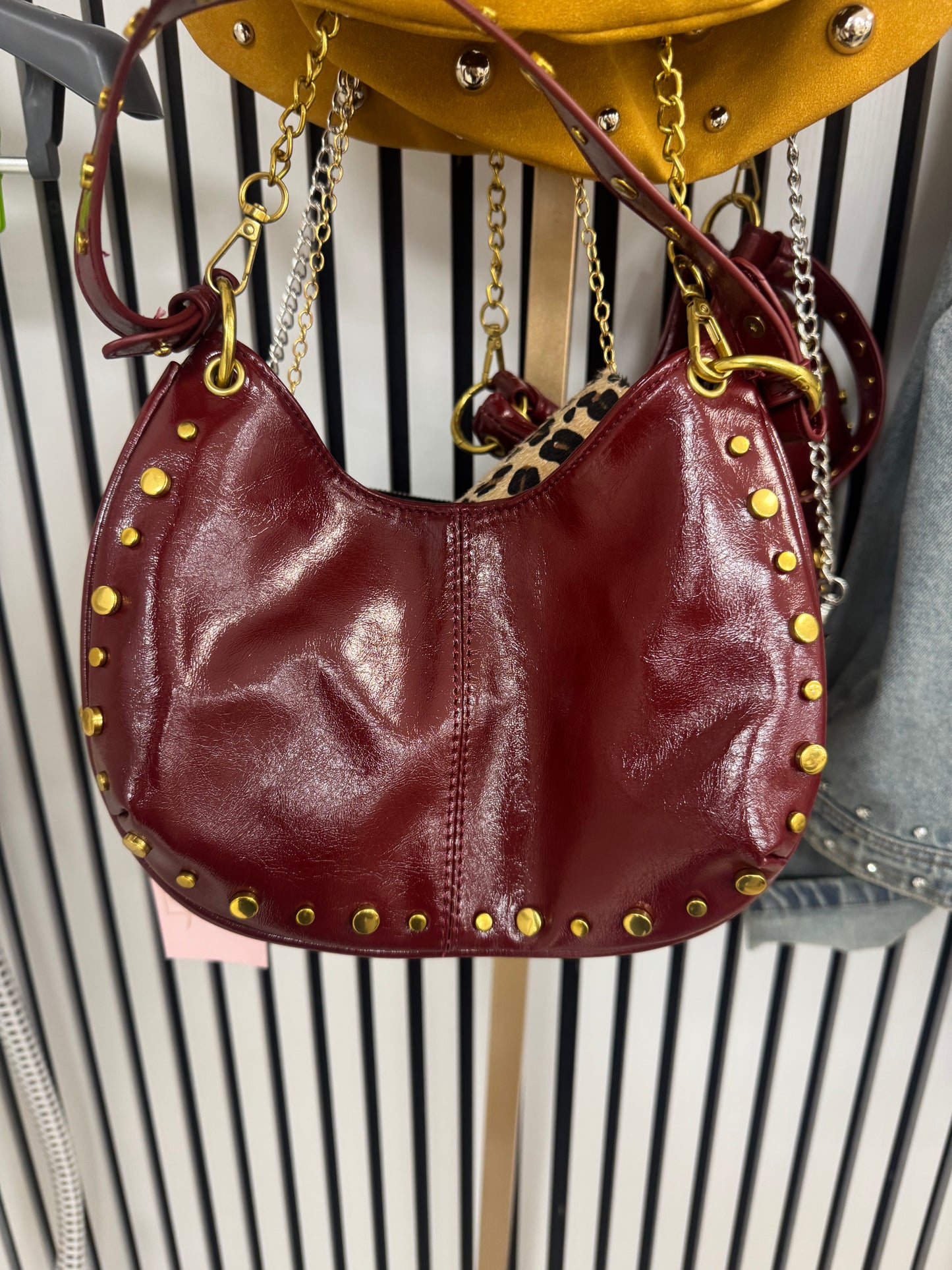 Burgundy and gold studded purse – Lavish 31