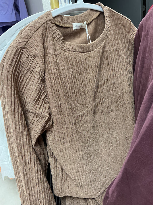 Beige two piece long sleeve set – Lavish 31