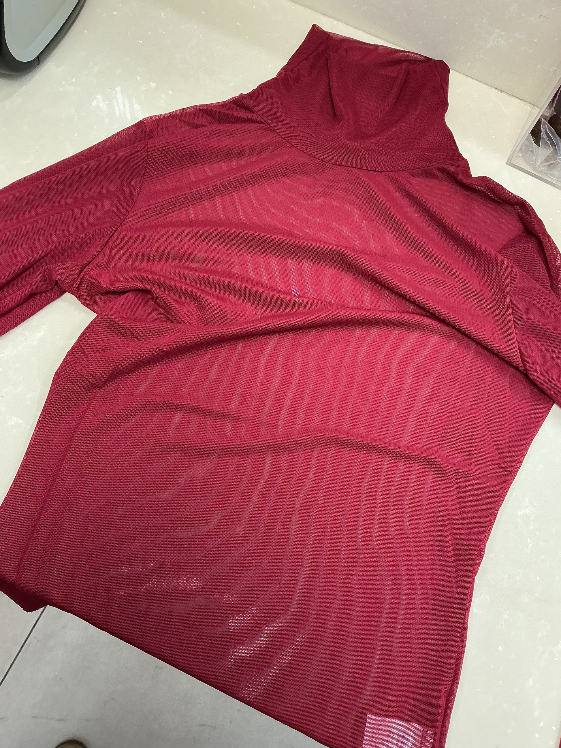 Red high neck mesh top – Lavish 31