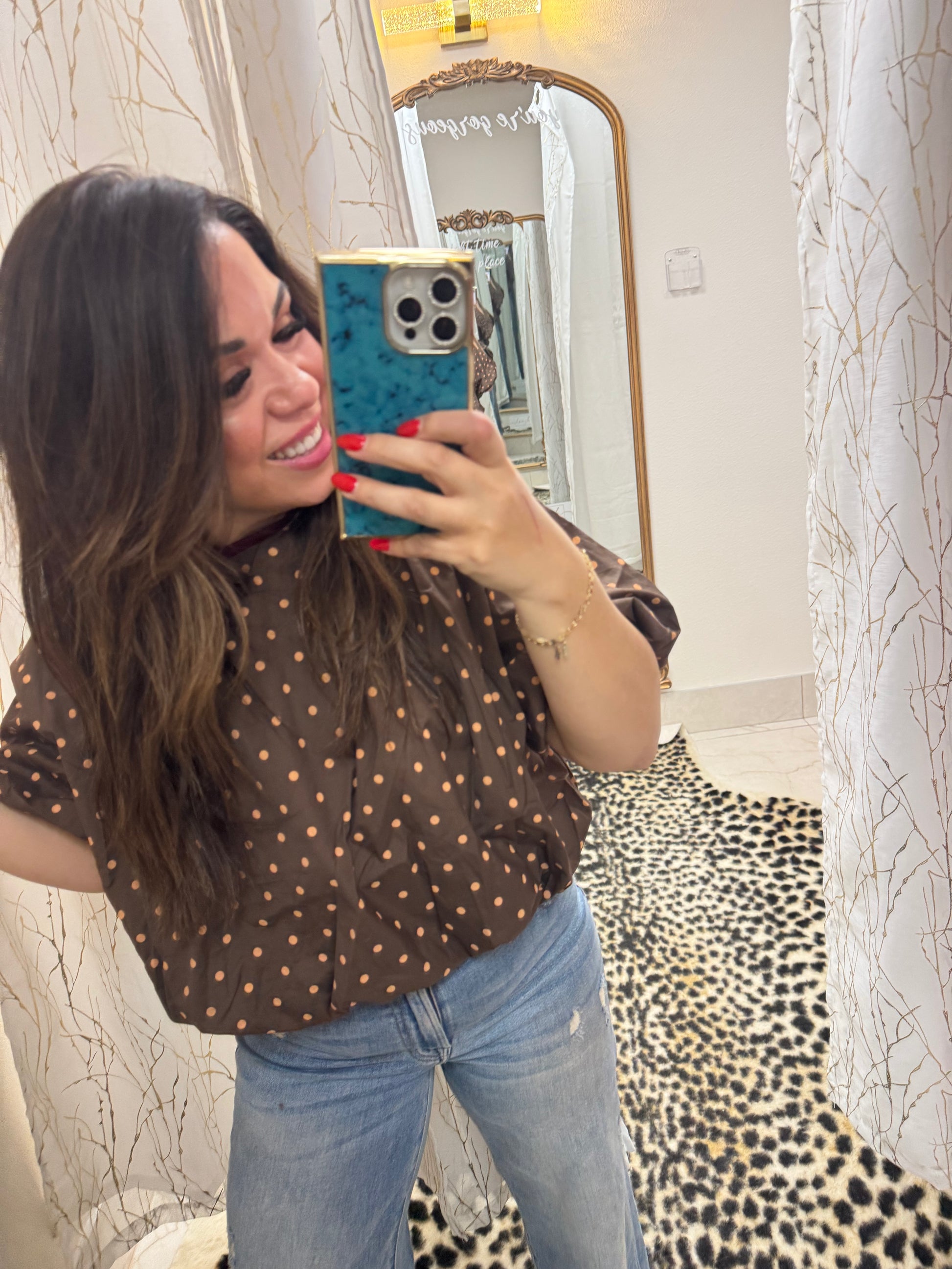 Brown polkadot bubble top – Lavish 31
