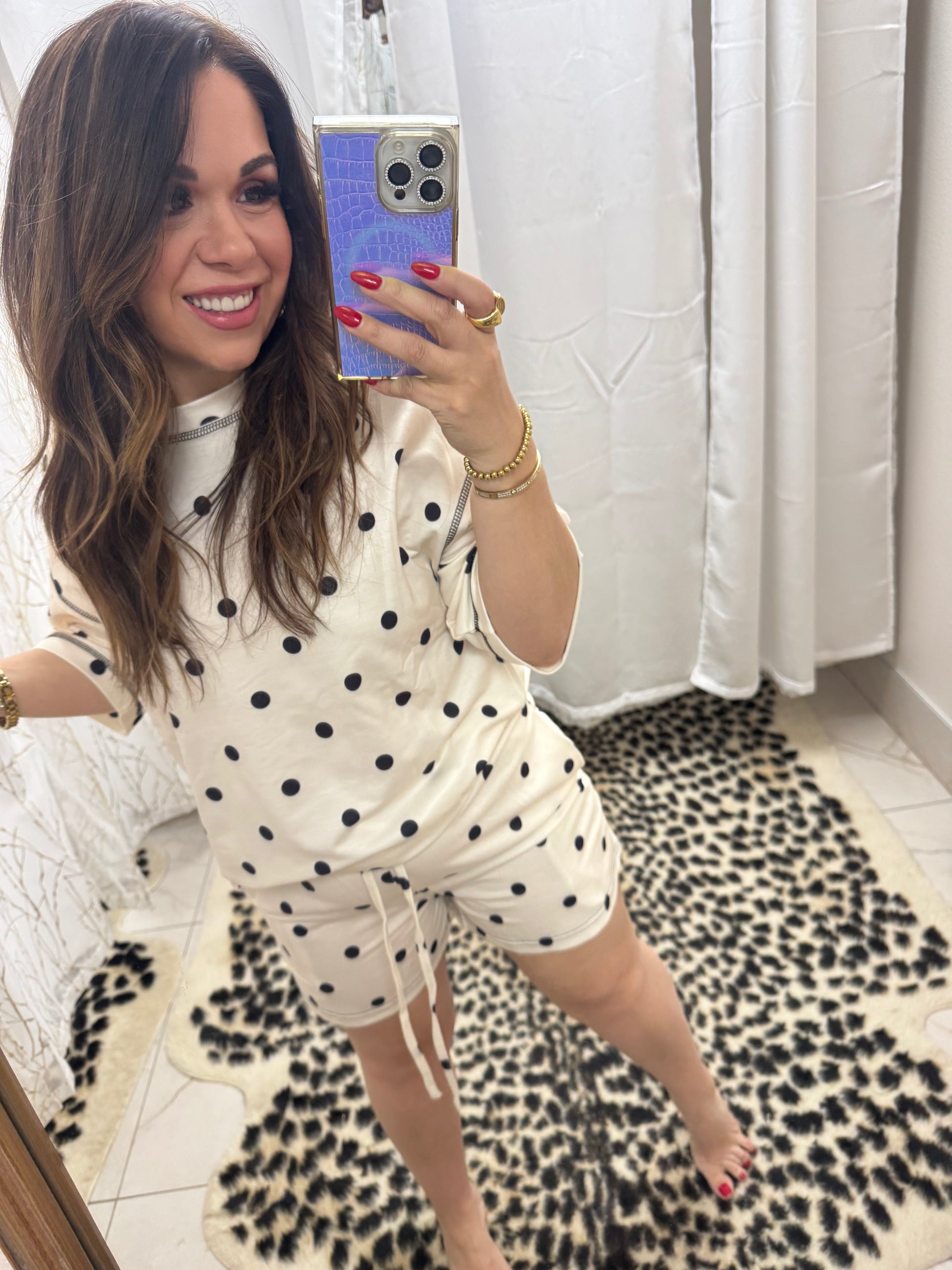 Cream polka dot top – Lavish 31