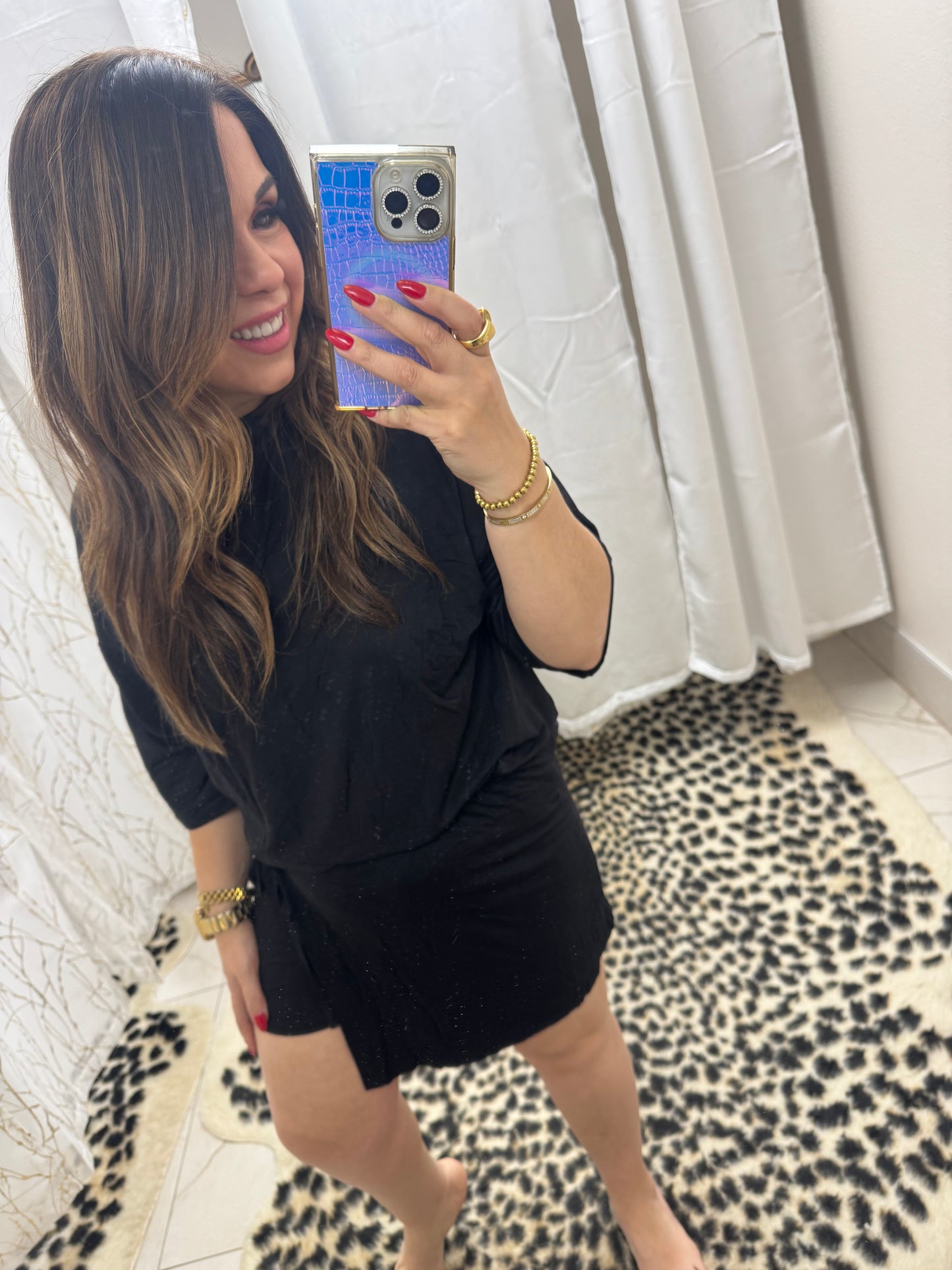 Black skort comfy lounge set – Lavish 31