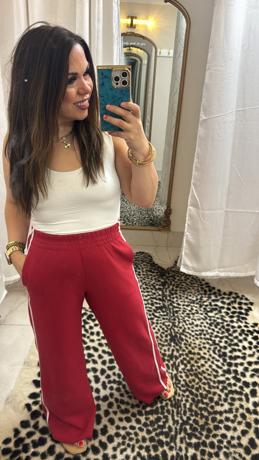 Red sweats with white stripe – Lavish 31