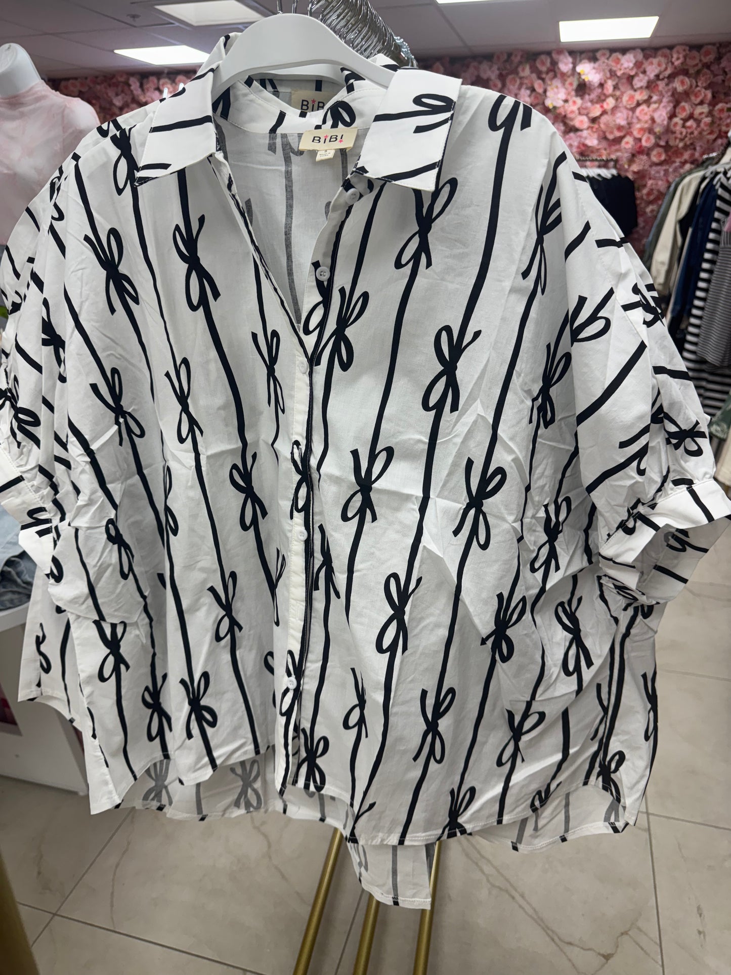 White button up bow top – Lavish 31