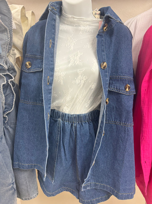 Blue jean short and button up top – Lavish 31