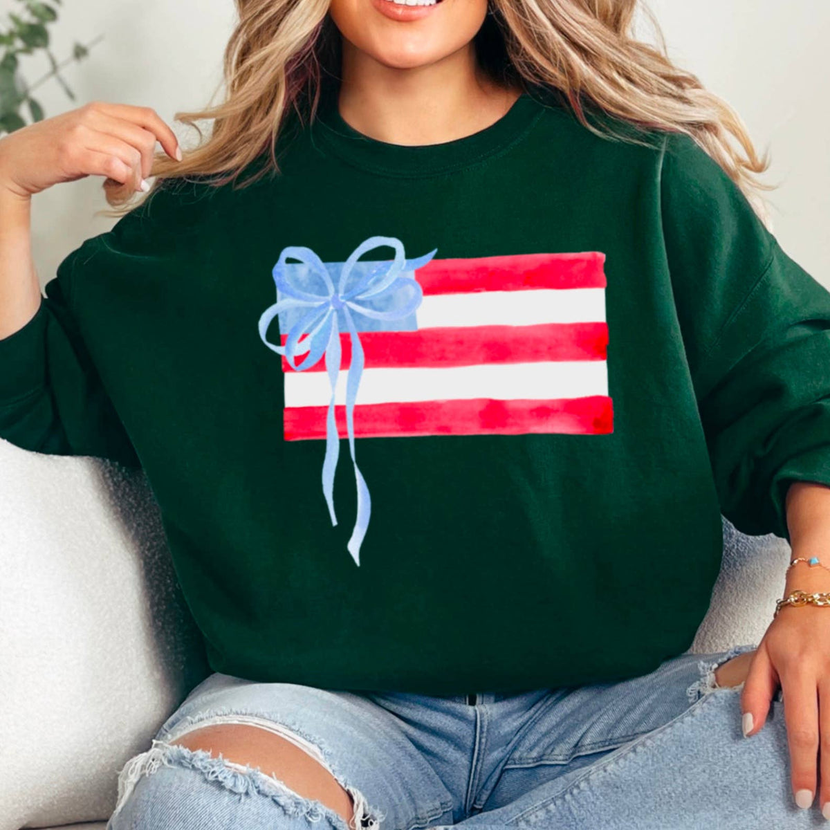 Black Coquette American Flag, July 4th Patriotic Sweatshirt – Lavish 31 (view 17)