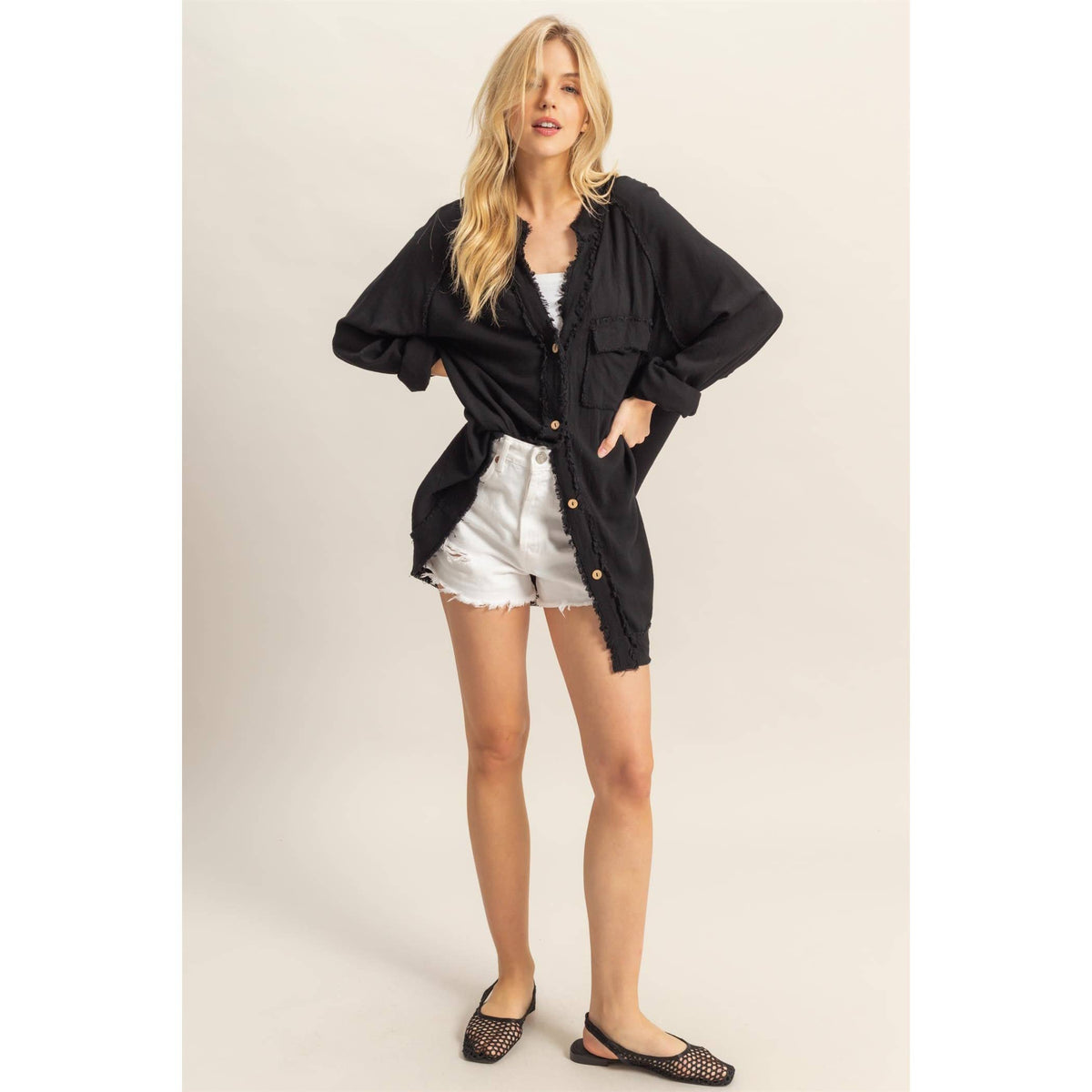 Black fringe cardigan – Lavish 31 (view 4)