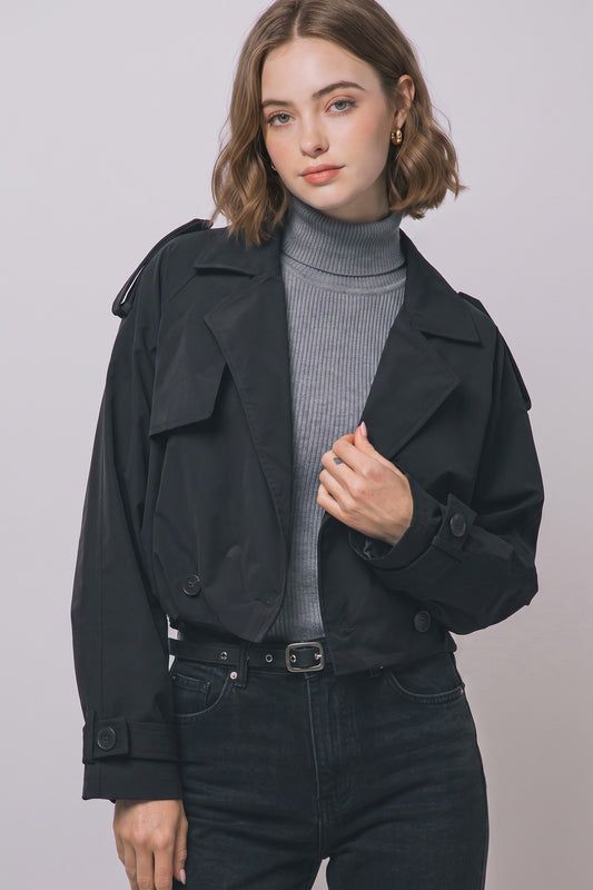 Black cropped trench coat – Lavish 31