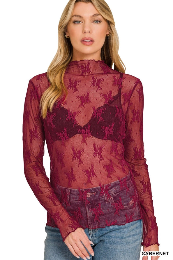 Burgundy lace top – Lavish 31