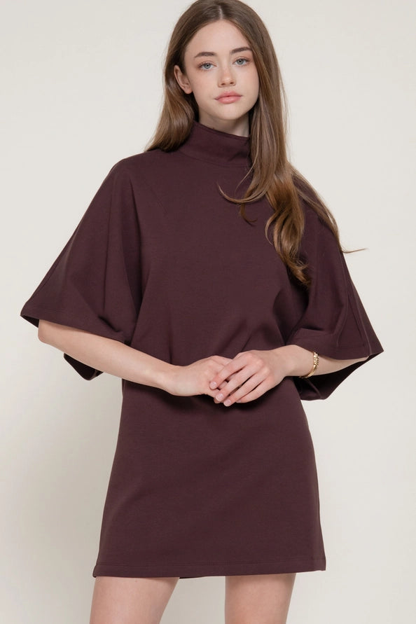 Burgundy batwing high neck dress – Lavish 31