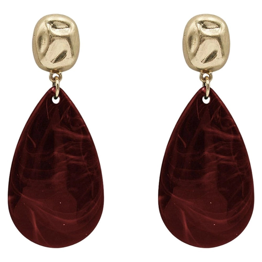 Burgundy and gold marble earrings – Lavish 31