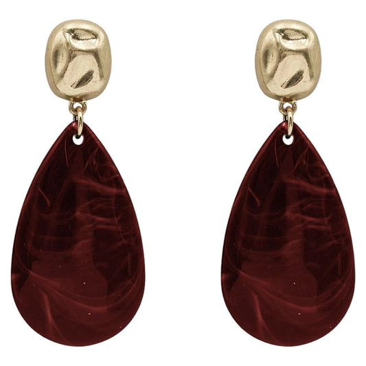 Burgundy and gold marble earrings – Lavish 31