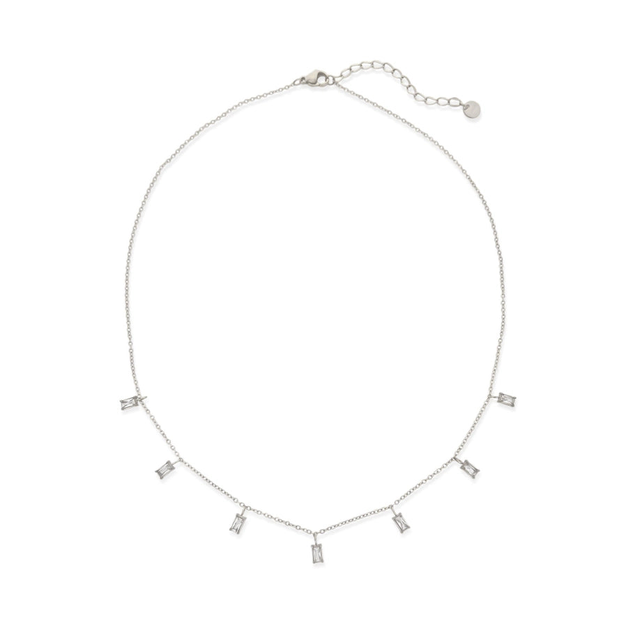 Silver necklace with squared diamonds
