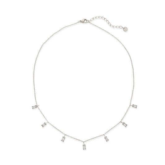 Silver necklace with squared diamonds