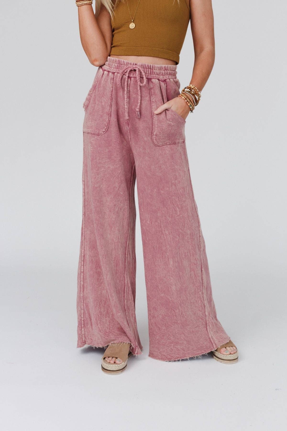 Relaxing mauve pink/purple flowy pants – Lavish 31 (view 9)