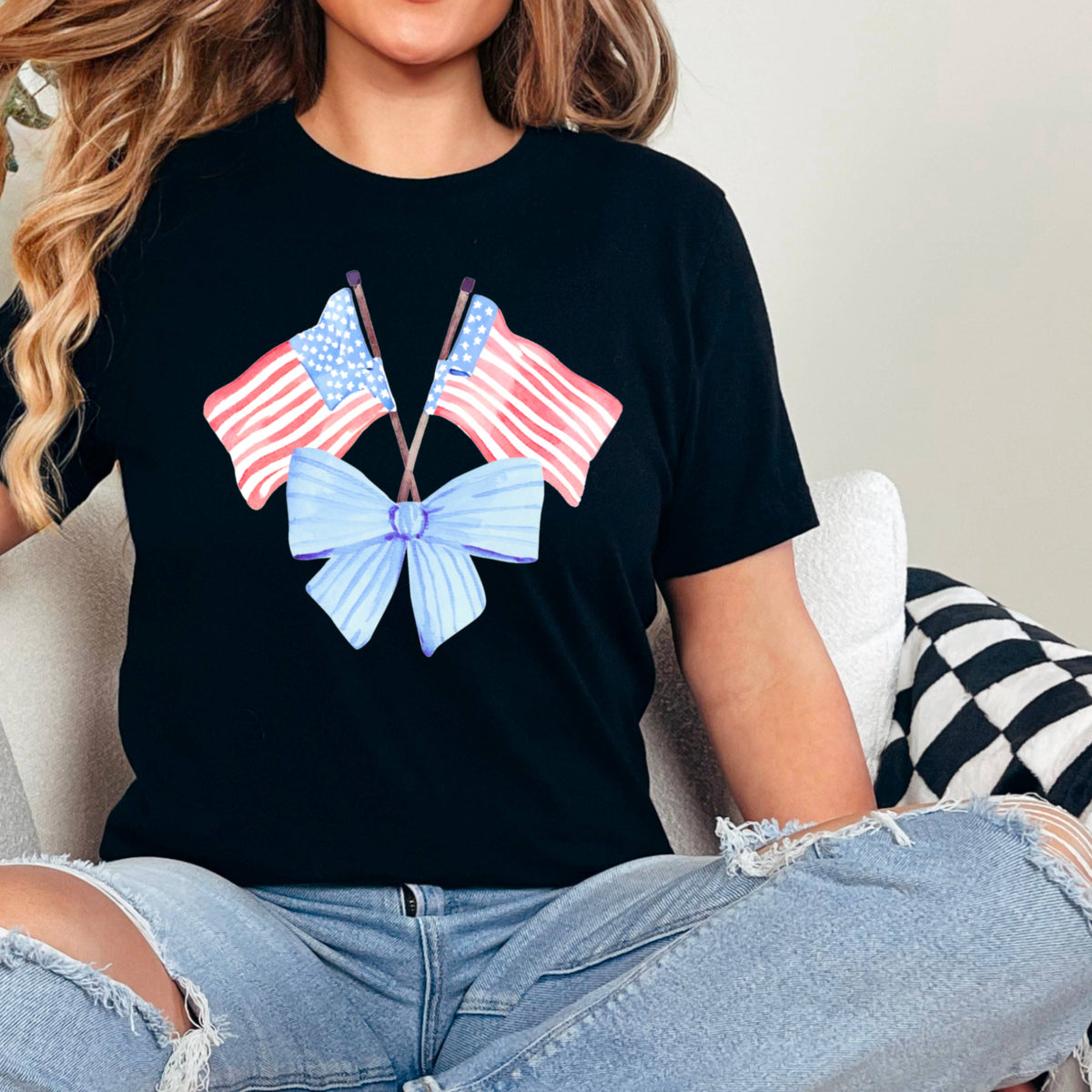 Black Coquette American Flag, July 4th Graphic Tee – Lavish 31