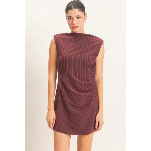 Burgundy striped dress – Lavish 31