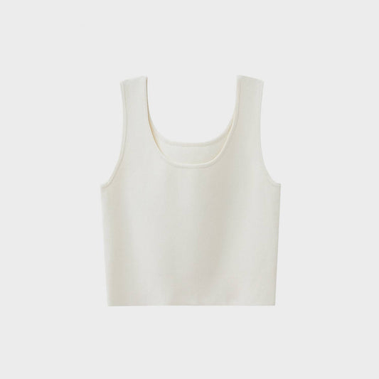 Striped Knit U-Neck Tank: Beige off white – Lavish 31