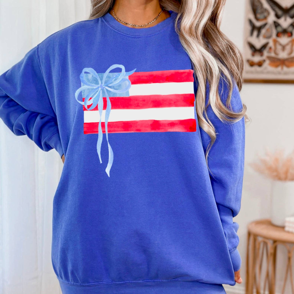 Black Coquette American Flag, July 4th Patriotic Sweatshirt – Lavish 31 (view 11)