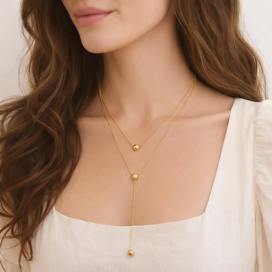 Gold bead necklace