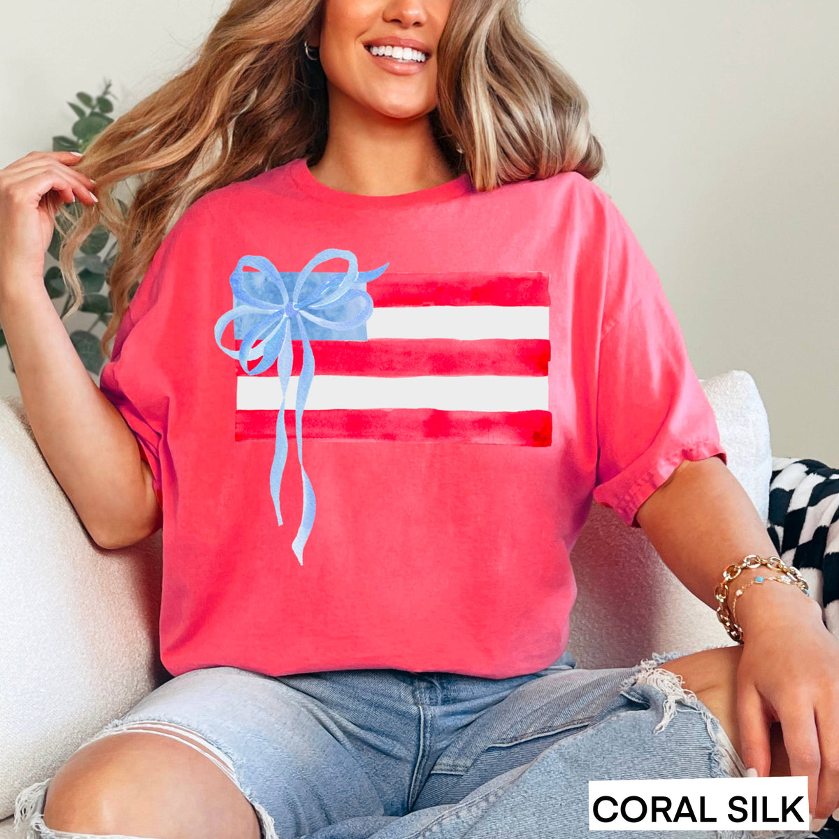 Black Coquette American Flag, July 4th Graphic Tee, Gildan: Black – Lavish 31 (view 24)