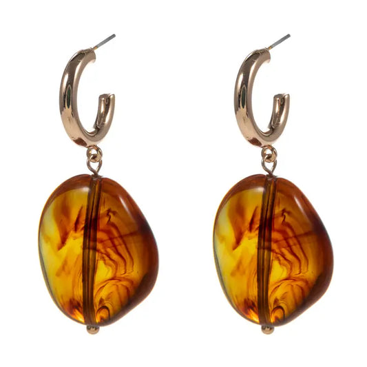 Brown and gold dangle earrings – Lavish 31