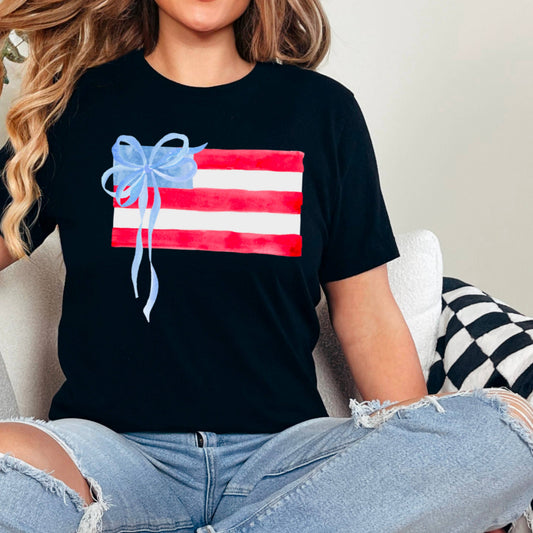 Black Coquette American Flag, July 4th Graphic Tee, Gildan: Black – Lavish 31