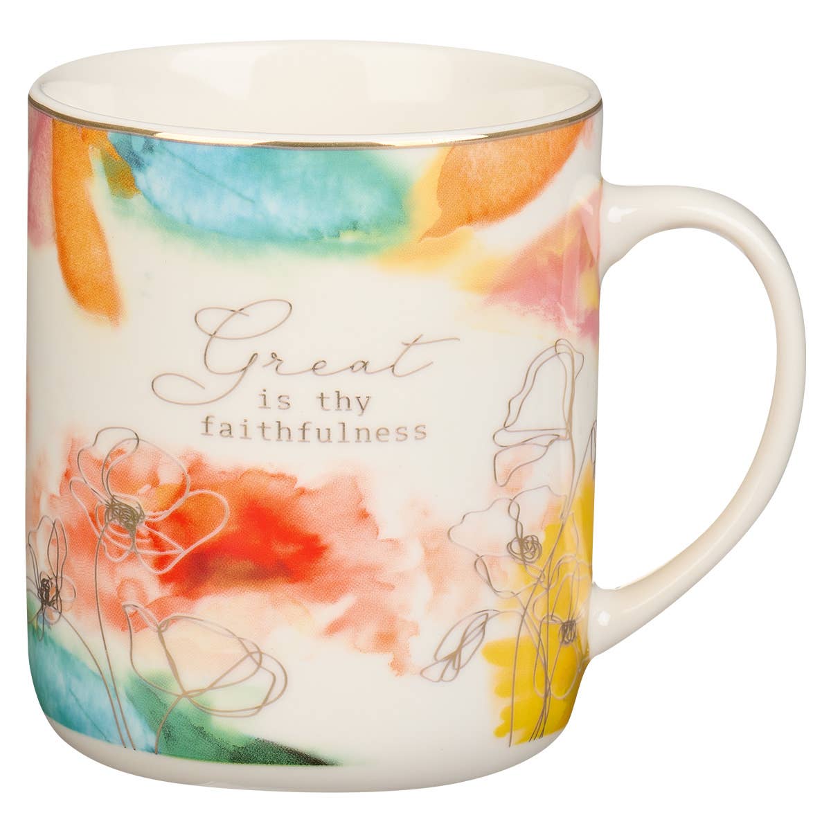 Mug White/White Floral Great Is Thy Faithfulness – Lavish 31