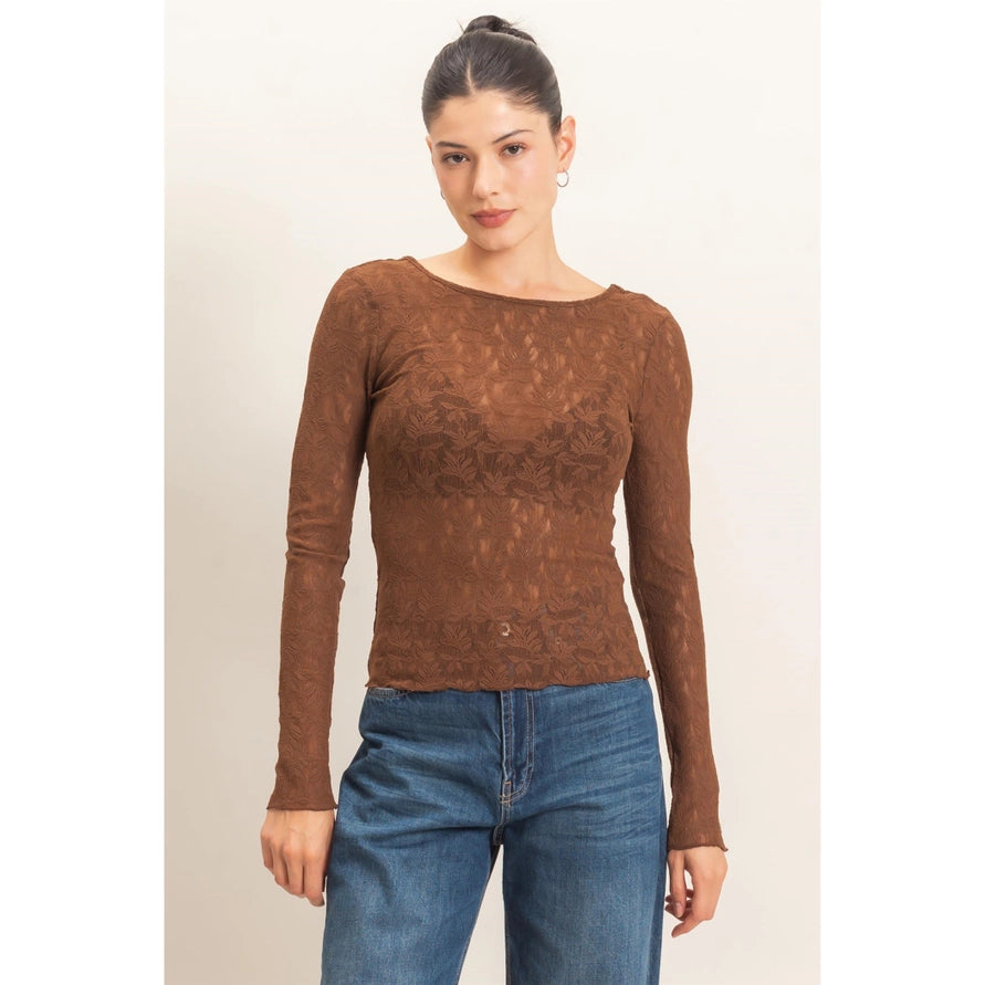 Brown floral lace top – Lavish 31
