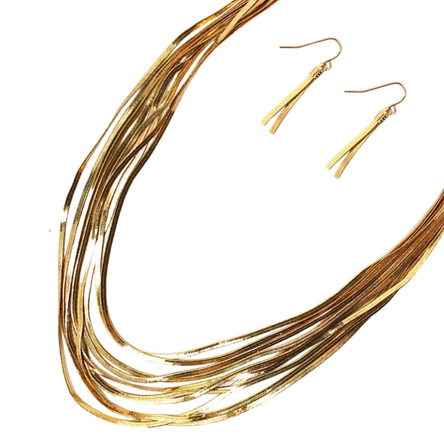 Gold chained necklace and earring set – Lavish 31